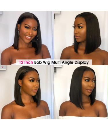 Flady 13x4 HD Frontal Lace Bob Wig 12 inch- 150% Density Human Hair for Black Women - Buy Online on GoSupps.com