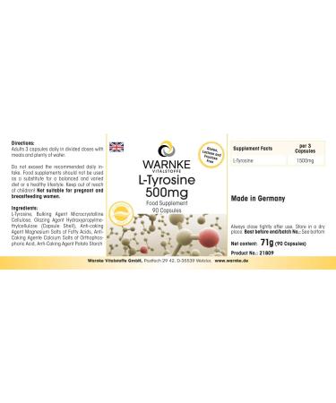 L-Tyrosine - 90 capsules - animated acid | Warnke Vitalstoffe - Quality from German pharmacies - Buy Online on GoSupps.com