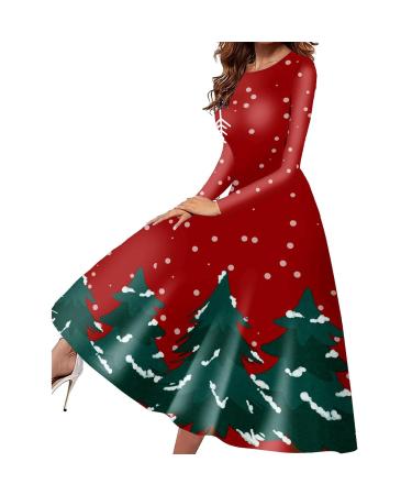 Hanxiulin Christmas skirt for women sweatshirt sweaty sweat jacket bag Christmas elk party clothes Christmas dress hoodie dress with bag hoodie dress Christmas dresses elegant mini dress red xl