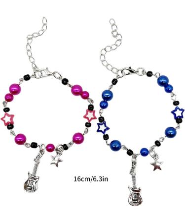 Kuaiyiju Couples Guitar Charm Bracelets - Adjustable Pearl Jewelry for Friendship & Fashion - Buy Online on GoSupps.com