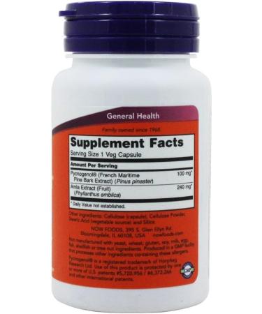 NOW Foods Pycnogenol 100mg - 60 Vegetarian Capsules | Powerful Antioxidant Supplement - Buy Online on GoSupps.com