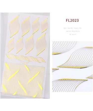 8 Sheet Gold Silver Nail Art Stickers Glitter Metallic Chains Wave Stripe Lines Stars Nail Sticker Self-adhesive Striping Tape for Nail Lovers - Buy Online on GoSupps.com