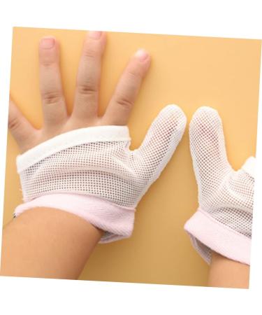 GLSTOY Anti-Eating Gloves 2 Pairs for Kids - Thumb Protector to Stop Nail Biting - Breathable Nylon Mittens for Infant Fingers - Pink/Black - Buy Online on GoSupps.com