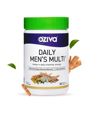 OZIVA Daily Men s Multivitamins Tablets | Multivitamins for Men s Daily Stamina Improved Energy & Better Immunity | with Daily 23 Minerals Ashwagandha Akarkara & Choline 60 Capsules