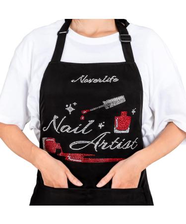 Noverlife Rhinestone Pattern Nail Artist Manicurist Apron | Adjustable with 2 Pockets for Women - Buy Online on GoSupps.com