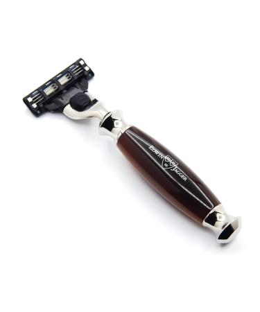 Edwin Jagger R352AMZ Classic Nickel-Plated MACH 3 Razor | Reusable Manual Shaving for Men & Women - Perfect for Cream & Soap - Buy Online on GoSupps.com