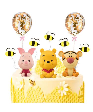 MEMOVAN Winnie The Pooh Cake Topper, Pooh Bear Cake Topper Cupcake Topper, Winnie Characters Toys Mini Figurines Collection Playset, Pooh Cake Decoration for Kids Birthday Baby Shower Party Supplies