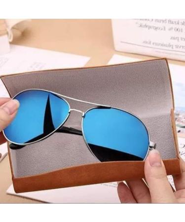 Buy Fobkdl 2-Piece Leather Eyeglasses Case Set - Foldable Portable Sunglasses Cases for Men & Women - Stylish Yellow & Blue Spectacle Holders - Buy Online on GoSupps.com