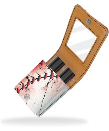 Travel Lipstick Organizer Case | Portable Makeup Bag with Mirror | Baseball Texture D989a8reci - Shop Now for International Shipping - Buy Online on GoSupps.com