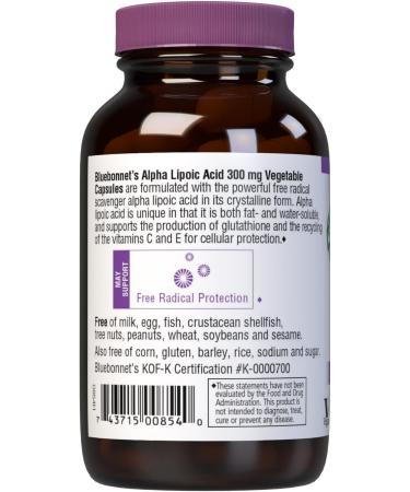 Buy BlueBonnet Alpha Lipoic Acid Vegetarian Capsules 300 mg - 60 Count | International Shipping Available - Buy Online on GoSupps.com