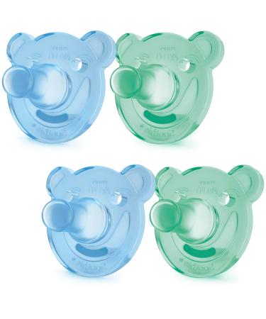 Philips AVENT Soothie Shapes Pacifier, Green/Blue, 0-3 Months, Pack of 4, SCF194/41 4 Pack 0-3m Blue/Green