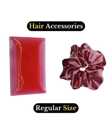 Double Sided Lice Removal Combs & Silk Satin Hair Scrunchies - Effective Lice Comb for All Hair Types | Daily Use Accessories (Red Green - Buy Online on GoSupps.com