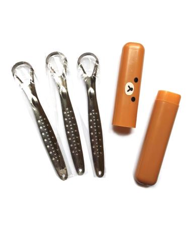 3 pieces of tongue scraping stainless steel tongue cleaner for adults reduce bad breath metal tongue scraps help your oral hygiene with box 100% bpa-free metal extra 1 gift box
