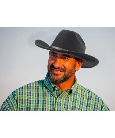 Western Felt Cowboy Hat for Women Men | Wide Brim Belt Buckle Fedora (Size 7 1/8) - Black - Buy Online on GoSupps.com