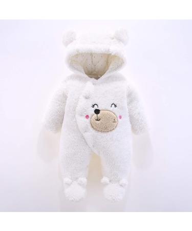 Newborn Cartoon Bear Snowsuit | Winter Thick Coat Footed Romper | Eurobuy | Baby Girl Boy White 0-3 Months - Buy Online on GoSupps.com