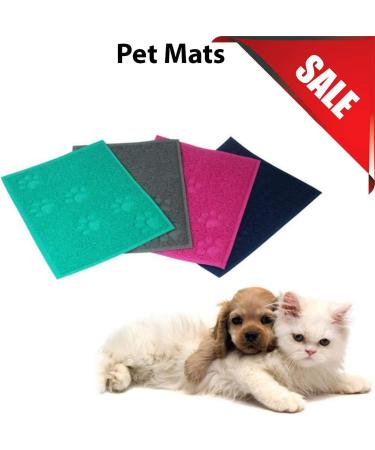 OPUL Square PVC Placemat Waterproof Dog Cat Food Mat Non Slip Dog Puppy Pet Cat Dish Bowl Food Water Mat Wipe Clean FDA Grade (Blue) - Buy Online on GoSupps.com