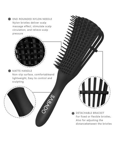 Detangling Brush for Afro American Hair | Textured 3a-4c Kinky Coils | Wet/Dry, Thick, Long, Curly Hair Detangler - Black - Buy Online on GoSupps.com