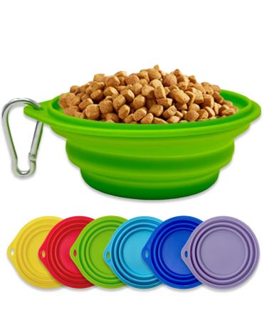 Silicon dog bowl including carabiner hooks ideal for 250ml for dogs and cats food trinkerapf drinknapf waterlipf Reisenapf (green)