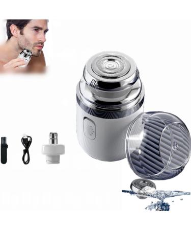 Cohbskj Portable Multifunctional Capsule Shaver Capsule Razor 2 In 1 Capsule Mini Shaver For Men Type-C Charging Beard Razor Washable Men's Electric Shaver (White)