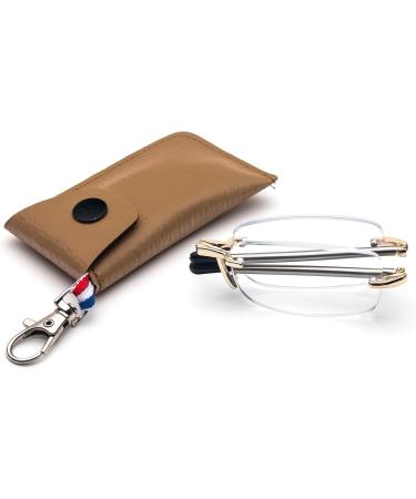 Shop Cokobin Foldable Anti-Blue Light Reading Glasses for Men & Women - Telescopic Stick Leather Case Keychain Gold 1.5 Dioptries - Portable Style for International Shipping - Buy Online on GoSupps.com