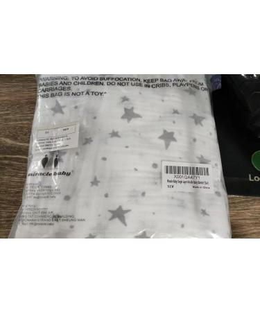 Miracle Baby Muslin Swaddle Blanket 115x150cm - Grey Stars - Cotton Summer Layer - For Boys and Girls - Buy Online on GoSupps.com