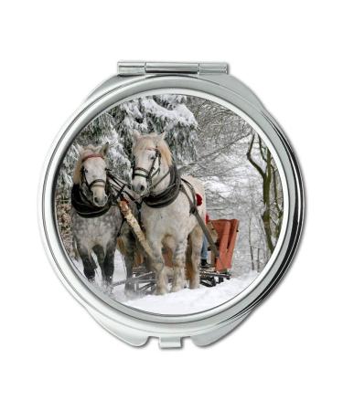 Mirror Compact Mirror animals forest horses pocket mirror portable mirror