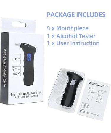 Portable Alcohol Tester Breathalyzer with LCD Display and Sound Alarm - Includes 5 Mouthpieces for Drivers or Home Use - Buy Online on GoSupps.com