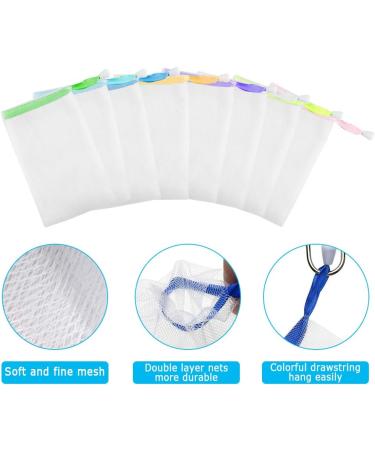 8 Pieces Soap Net Bag with 5 Pack Suction Hook Mesh Soap Saver Bags Soap Pouch Double Layer Foaming Net with Drawstring for Foaming Drying Soap - Buy Online on GoSupps.com
