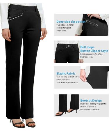 Women's Bootcut Yoga Dress Pants - Stretchy Office Business Casual Slacks with 4 Pockets - 31 Inseam - Black - Buy Online on GoSupps.com