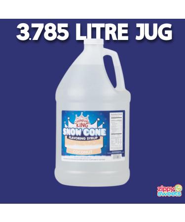 ZippySweets - Coconut Snow Cone Syrup with Complimentary Pump 1 Gallon - Makes Up to 128 Snow Cones - Perfect for Shaved Ice - Delicious Shaved Ice Syrup for Cool Treats - Buy Online on GoSupps.com