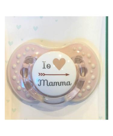 Personalized pacifier pink with saying Io hook mom size 0-6 months silicone for newborns