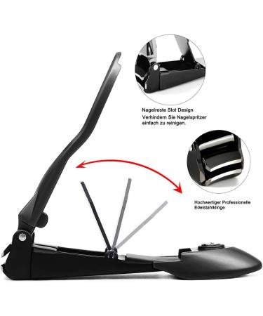 Adknic Nail Clips for Men - Large Professional Stainless Steel Nail Clipper with Container | No Mess Nail Cutter & Fingernail Care (Black) - Buy Online on GoSupps.com