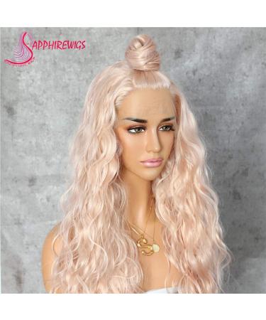 SAPPHIREWIGS 24 Long Rose Gold Blonde Curly Synthetic Lace Front Wig - Heat Resistant for Daily Makeup and Wedding Parties - Buy Online on GoSupps.com