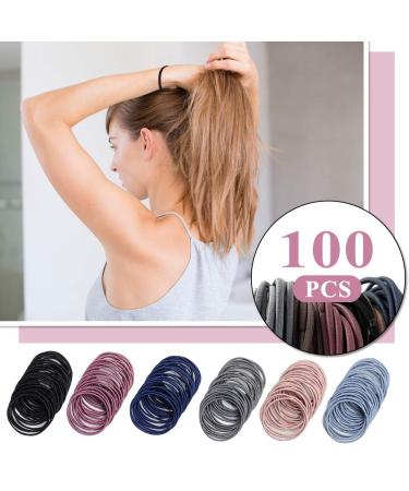 Xcozu 100-Pack Multi-Colored Hair Ties for Girls & Women - Metal-Free Elastic Ponytail Holders 50x3mm - Buy Online on GoSupps.com