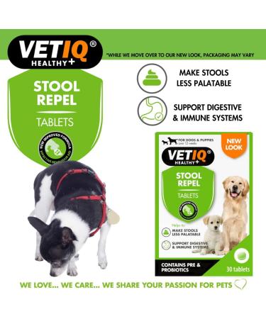 VetIQ Stool Repel Coprophagia Aid 30 Tablets Pet Supplement Helps Eliminate Stool Eating Dog Stool Repellant Makes Stool Less Palatable For Puppies 12 Weeks and Up - Buy Online on GoSupps.com