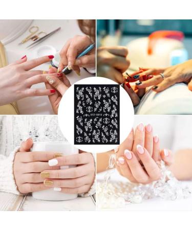 Flower Nail Stickers 5D Lace Engraved Nail Decal Self Adhesive Carving DIY Nail Art 7 Nail ornament Style 7 - Buy Online on GoSupps.com