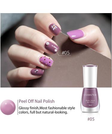 Nude Nail Polish Peel Off Nail Polish for Girls No Bake Water-Based Nail Polish Long Lasting Glossy Quick Drying Nail Polish for Nail Art DIY Manicure Home Use (02+05) - Buy Online on GoSupps.com