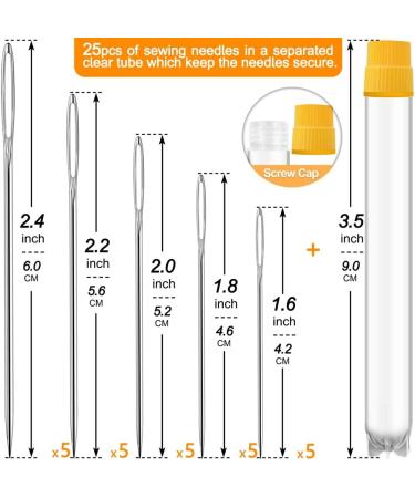 Premium Large Eye Hand Sewing Needles - 25/50 Pack with Threaders | Assorted Sizes Embroidery Needle Set for Sewing Projects - Buy Online on GoSupps.com