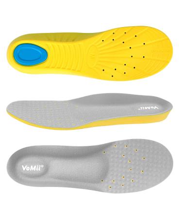 VoMii PU Memory Foam Insoles Plantar Fasciitis Arch Support Insoles for Women Men and Kids, Comfortable Breathable Sports Shoe Inserts, Shock Absorption and Relieve Foot Pain, L(Men 8-12/ Women 10-15) Gray L(Men 8-12/ Wome…