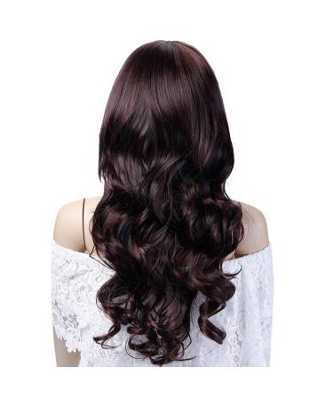 Long Curly Black Wigs with Bangs - 24 Inch Heat Resistant Wavy Wigs for Women | Perfect for Cosplay + Includes Wig Caps - Buy Online on GoSupps.com