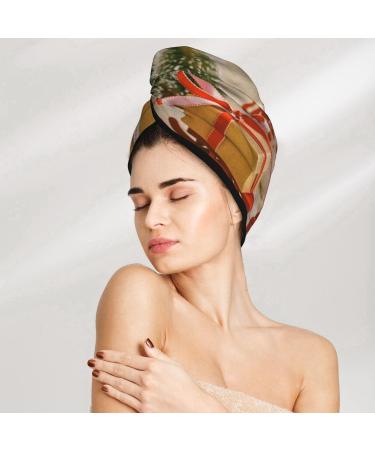 Holiday Christmas Stars Microfiber Hair Towel for Women | Super Absorbent Coral Velvet Quick Dry Wrap for Long Curly & Thick Hair - Buy Online on GoSupps.com