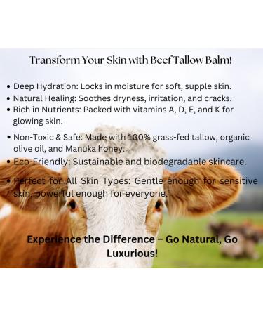 100% Grass-Fed Beef Tallow Balm Manuka Honey MGO263+ Organic Beeswax & Olive Oil Beef Tallow for skin Handmade Moisturizer for Dry Skin Eczema Relief & Healing Skin(2oz Vanilla) Vanilla 2 Ounce (Pack of 1) - Buy Online on GoSupps.com