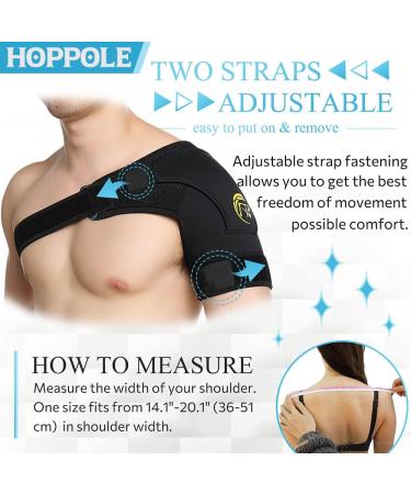 HOPPOLE Adjustable Shoulder Brace - Compression Support for Men and Women - Relieves Shoulder Injuries and Tendonitis - Black, One Size - Buy Online on GoSupps.com