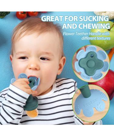 Haakaa Flower Fruit Feeder Pacifier & Breastmilk Popsicle Mold | Silicone Teether for Baby Teething Relief | BPA Free (Pea Green) - Buy Online on GoSupps.com