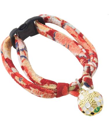 Necoichi Chirimen Temari Dynasty Cat Collar - Handcrafted in Japan - Kimono Fabric Red - Buy Online on GoSupps.com