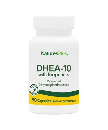 NaturesPlus DHEA 10 with Bioperine - 10 mg 90 Vegetarian Capsules - Gluten-Free - 90 Servings