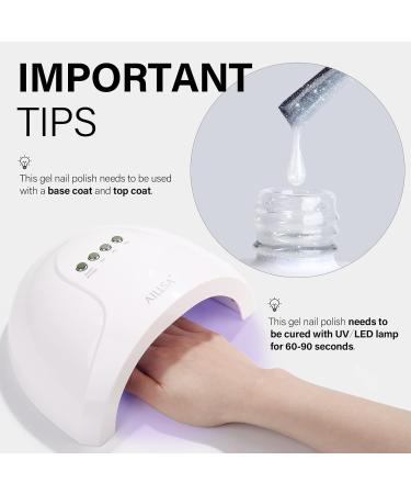 AILLSA White Glitter Gel Nail Polish - Shimmer Silver Nude Color Translucent Jelly for Nail Salon & Home | 0.51 Fl Oz - Milky Sparkle Soak Off UV Gel - Buy Online on GoSupps.com
