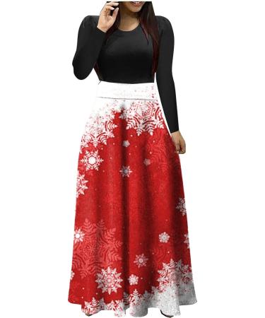 Shop Women's Christmas Sweater Dress Long Sleeve O-Neck with Festive Moose & Snowflake Motif Perfect Holiday Club Wear - Buy Online on GoSupps.com
