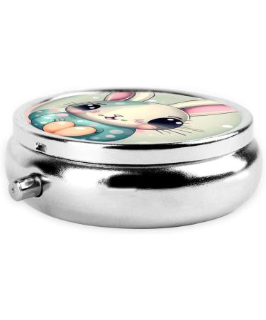 Pink Cartoon Bunny Pill Box - 3 Compartment Round Organizer for Travel | Portable Travel Pill Box - Buy Online on GoSupps.com