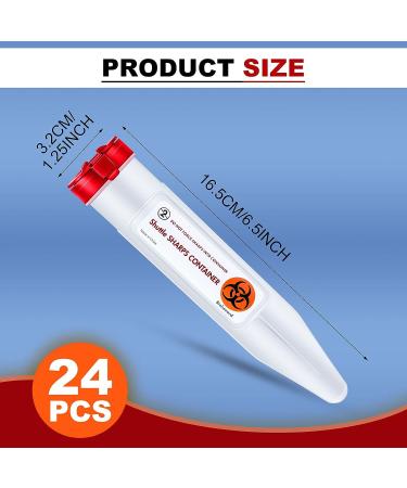 Travel Sharps Container with Locking Mechanism - 24 Pack | Small Sharps Disposal for Needles | Single-Use Transportable Container - 6.5 x 1.38 Inches - Buy Online on GoSupps.com